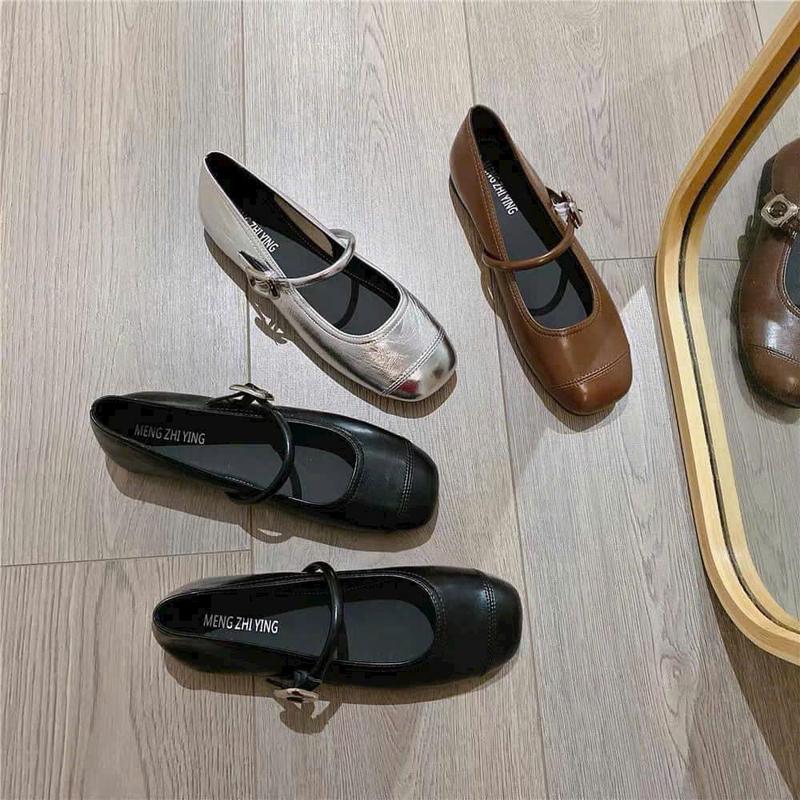 Giày Búp Bê Mũi Tròn Da Mềm Đế Bệt Đi Êm Chân Shoes 4