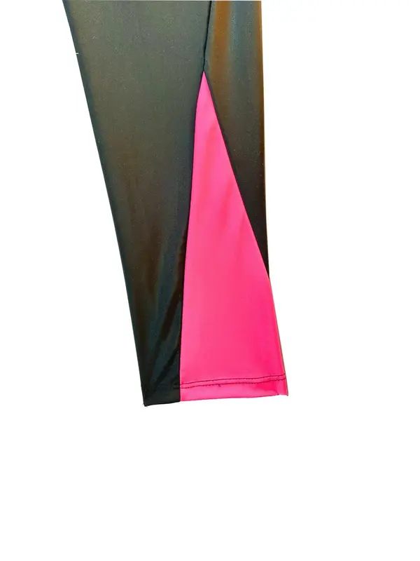 【Plus Size】 Colorblock Zipper Mock Neck Peplum Top & Skinny Pants Swimsuit Set, Sporty Tight FIt Long Sleeve Swim Top & Swim Leggings, Women's Spring & Fall Swimwear, Activewear 4