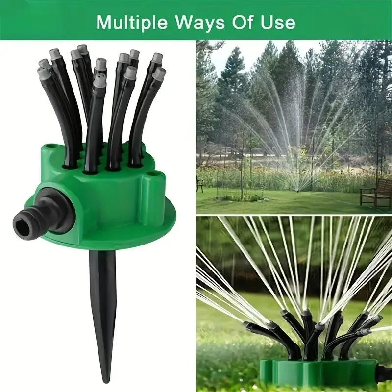 360 Degree Automatic Multi-head Watering Sprayer, Garden Sprinkler Head, Yard Watering Device, Watering Equipment for Garden, Outdoor, Modern Garden Water Hose, Automatic Watering Stakes 2