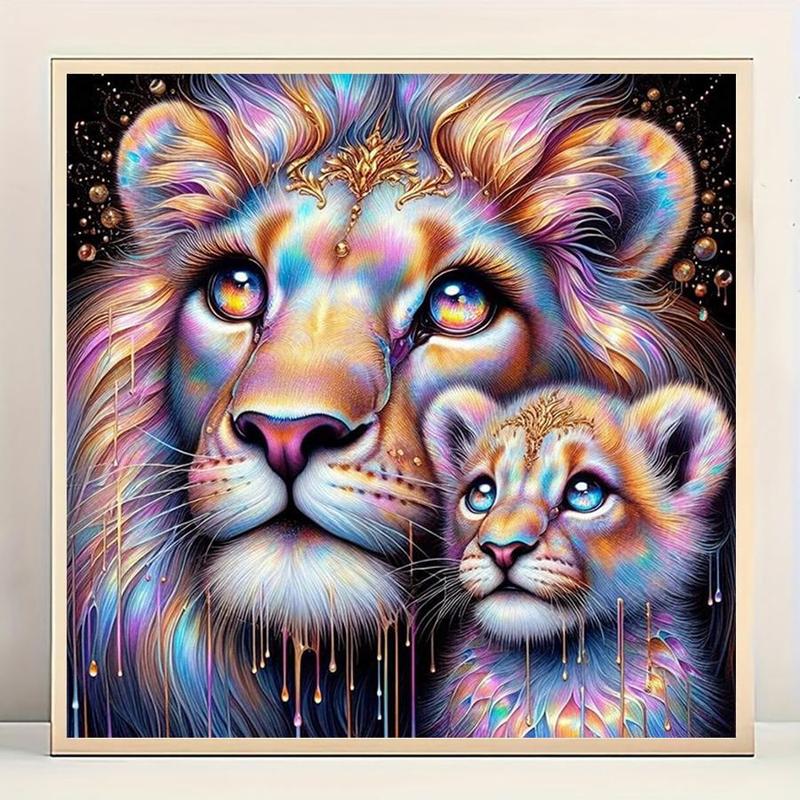 Lion Pattern DIY Diamond Arts Colorful Painting Kit without Frame, DIY 5D Diamond Arts Colorful Painting Kit, Wall Art Decor for Home Bedroom 4