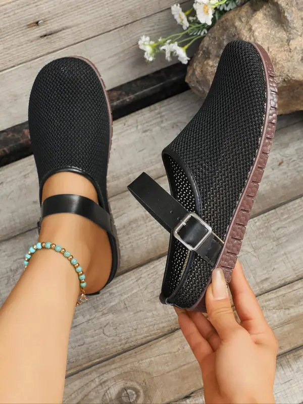Women's Fashionable Mesh Breathable Slip on Sandals, Casual Comfortable Flat Sandals for Daily Wear, Lightweight Breathable Shoes for Women & Girls 3