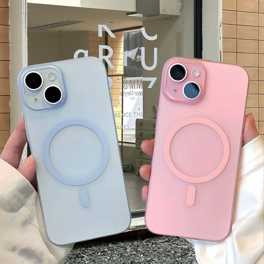 Pink Blue 15PLUS Casing Premium Wireless Charge Magnetic Translucent Hard Case For iPhone 13 11 12 14 16 15 Pro Max 14PLUS 16PLUS Matte PC Ultra Thin Cover