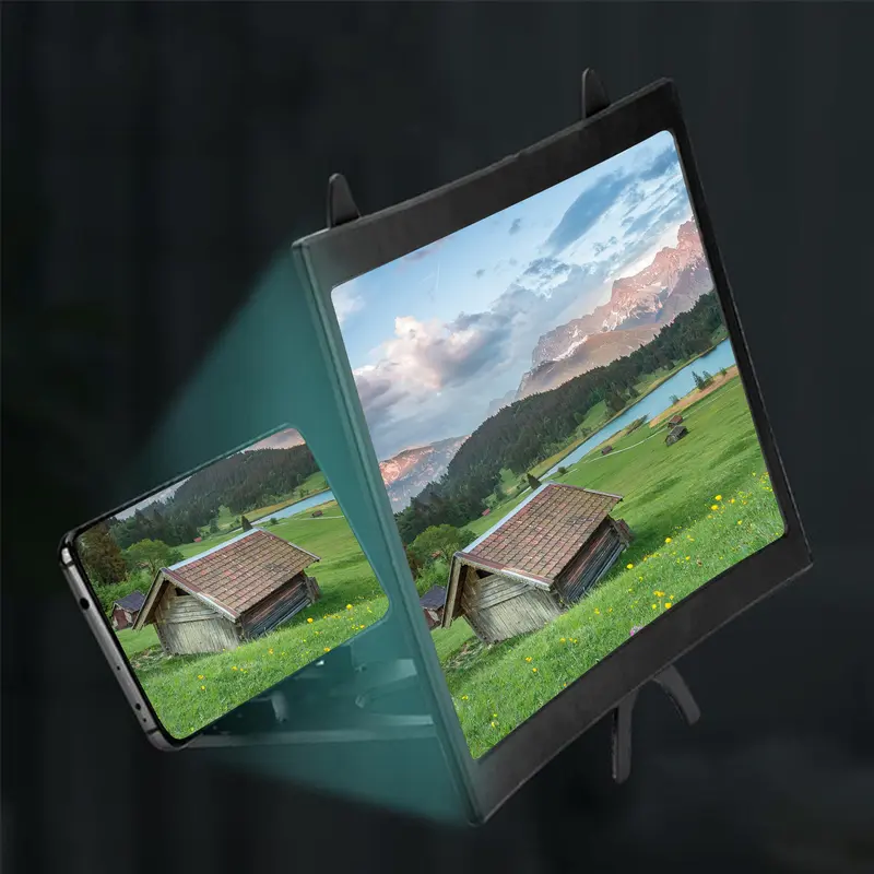Kính lúp màn hình điện thoại, Có Thể Gập Lại, Ống kính rất rõ ràng, Cầm Tay, Giá đỡ khuếch đại màn hình điện thoại cong 12 inch, Thích hợp để xem video 1