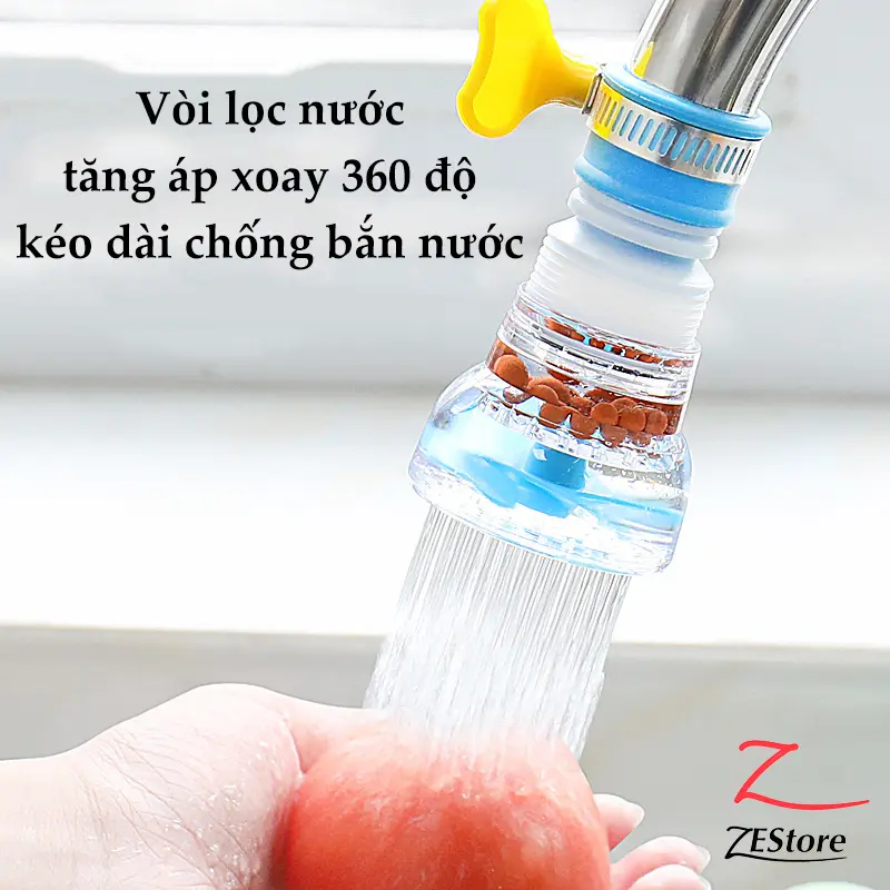 Vòi lọc nước tăng áp điều chỉnh 360 chống bắn nước