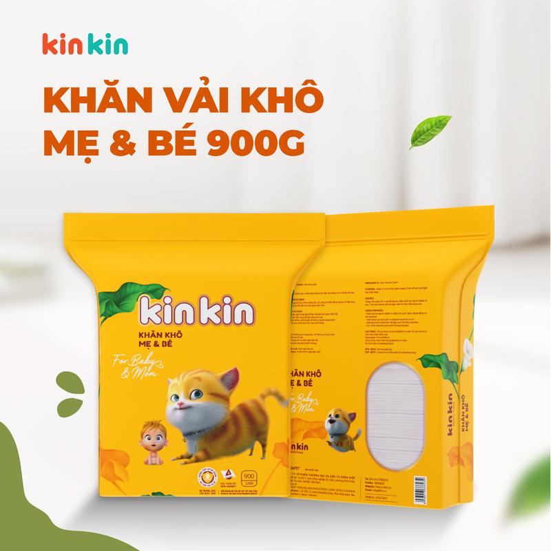 Combo Khăn vải khô đa năng mẹ và bé Kin Kin tiết kiệm cho mẹ an toàn cho bé túi 01 túi 900gr và 01 túi 600gr