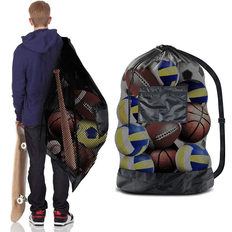 Product Introduction of Team Work Ball Bags Extra Large Sports Ball Bag Mesh Durable Heavy Duty Basketball Soccer Ball Bag Widely Applicable with Adjustable Shoulder Strap Sports Equipment Storage Organizer BaseBall 10