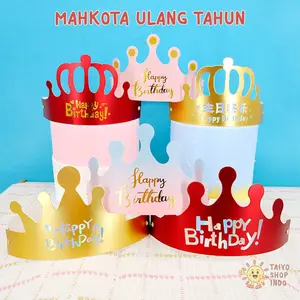 Mahkota Ulang Tahun Topi Pesta Birthday Anak Dekorasi Crown Glossy Glitter Party