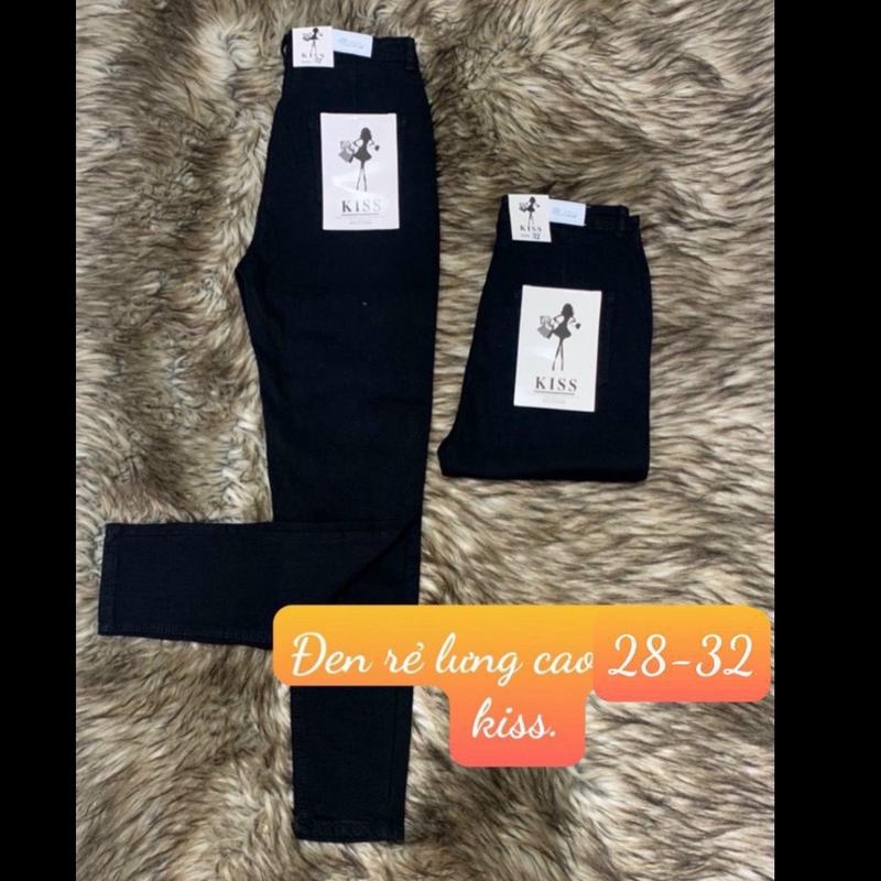  Quần Jean Nữ Đen Lưng Cao 1Nut Trơn Size Đại 28 32 32 36 