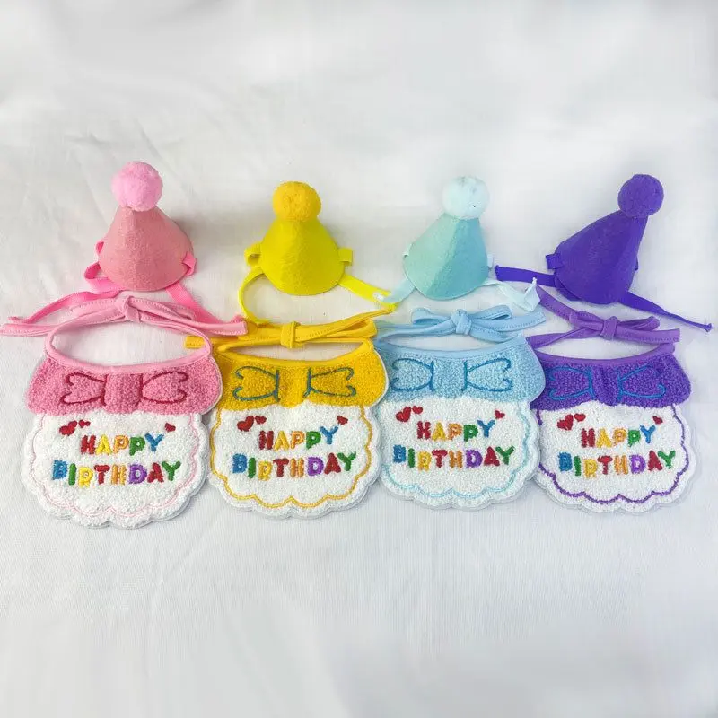 Pet Birthday Hat Dog Saliva Towel Cat Birthday Dress up