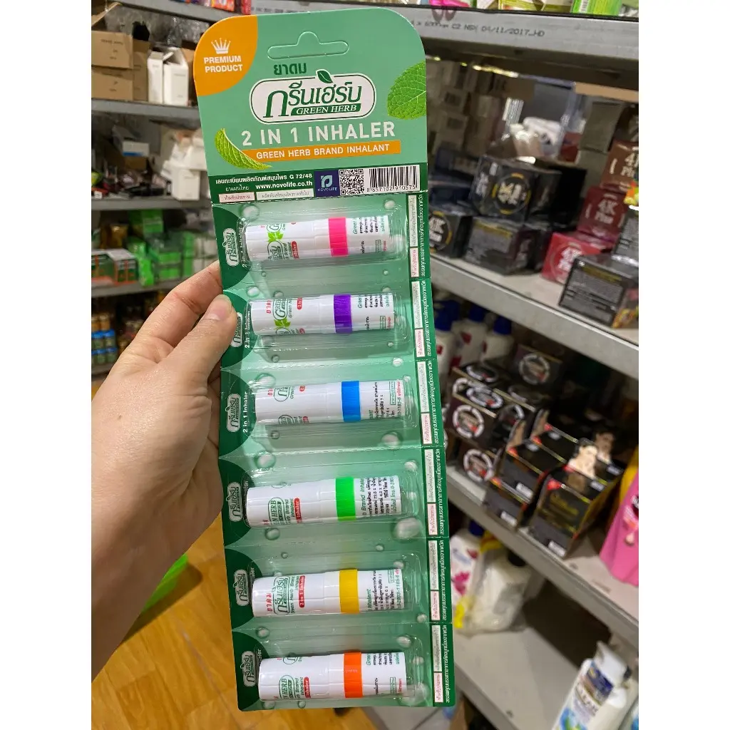 COMBO 1 DÂY 6 ỐNG DẦU HÍT THÔNG MŨI BẠC HÀ GREEN HERB - BANGKOK