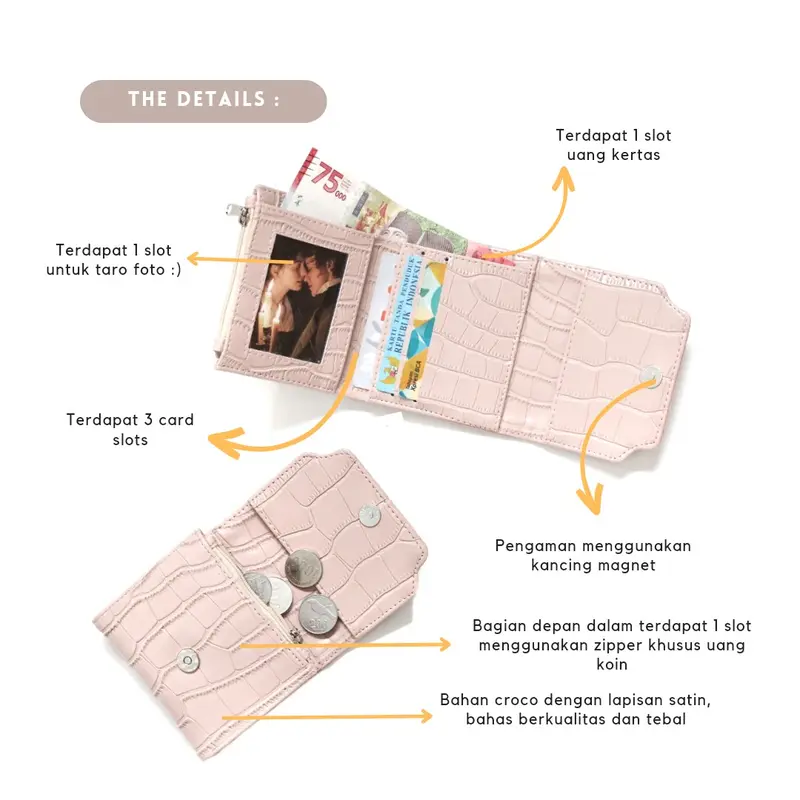 SELUSA ODETTE CROCO WALLET (Free Exclusive Box) | Dompet Lipat Dompet Croco Tebal 1