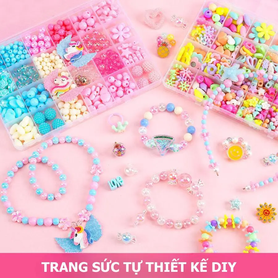 Bộ Đính Cườm Kết Vòng Thủ Công DIY Vòng Cổ Vòng Tay Trang Sức Xinh Xắn Nhẫn hộp làm