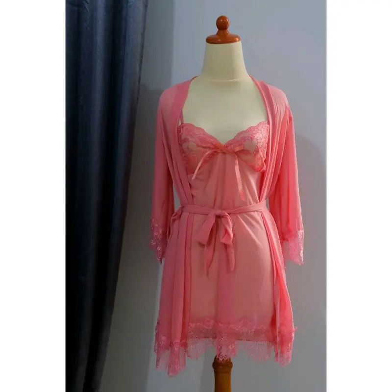 BAJUSOPAN.id baju tidur kimono lengkap set baju tidur  wanita transparan 3010 3
