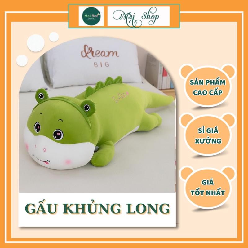Gấu bông khủng long hóa ếch xanh thú nhồi bông cao cấp mềm mại kt 50cm