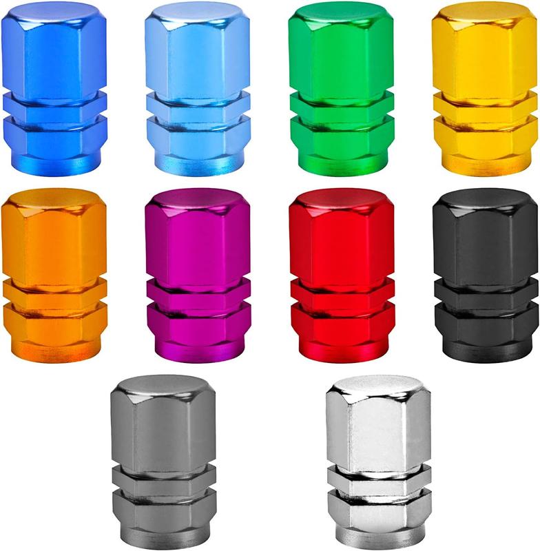 TikTok Shop 20 count Schrader Tire Valve Caps Aluminum Alloy Bicycle Bike Tire Valve Caps Dust Covers 10 Colors