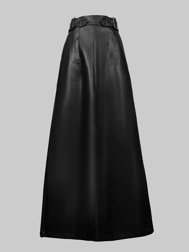 Product Introduction of Women's Solid Color Belted A Line Skirt, Fashion Casual Skirt for Daily Outdoor Wear, Ladies Bottoms for All Seasons 2