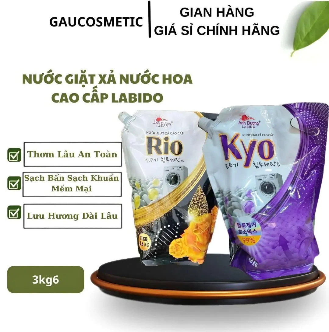 Nước giặt xả nước hoa cao cấp Labido 3kg6 sạch thơm kháng khuẩn