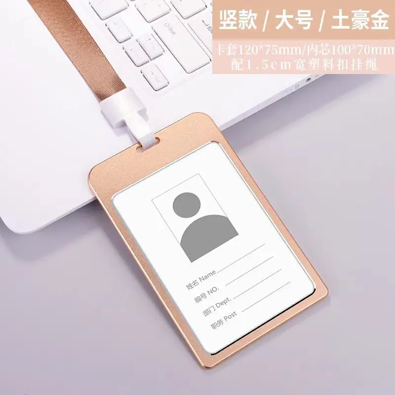 Hộp đựng thẻ làm việc bằng nhôm, tùy chỉnh, năm 2025, Hộp đựng Chứng chỉ, thẻ làm việc hai mặt, logo thẻ làm việc treo, với dây buộc 4
