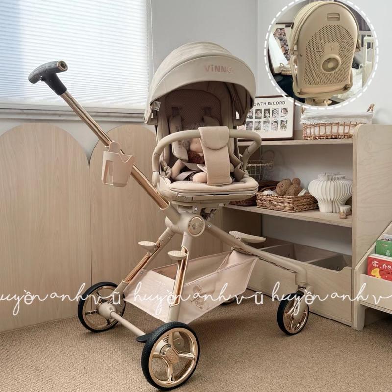 Xe Đẩy VINNG Q11 Phiên Bản Nâng Cấp 2024 Có Kèm Quạt Điện Màu Kem Be Nâu Đen Trắng xe đẩy gấp gọn cho bé xe đẩy
