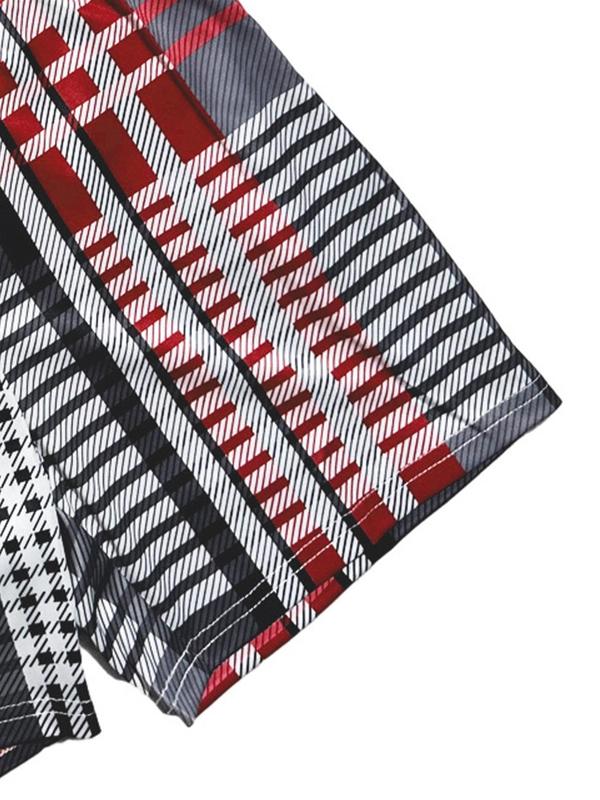 Women's Paid Print Two-piece Set, Fashion Patchwork Printed Tee & Pocket Shorts, Ladies Outfits for All Seasons, Womenswear 4