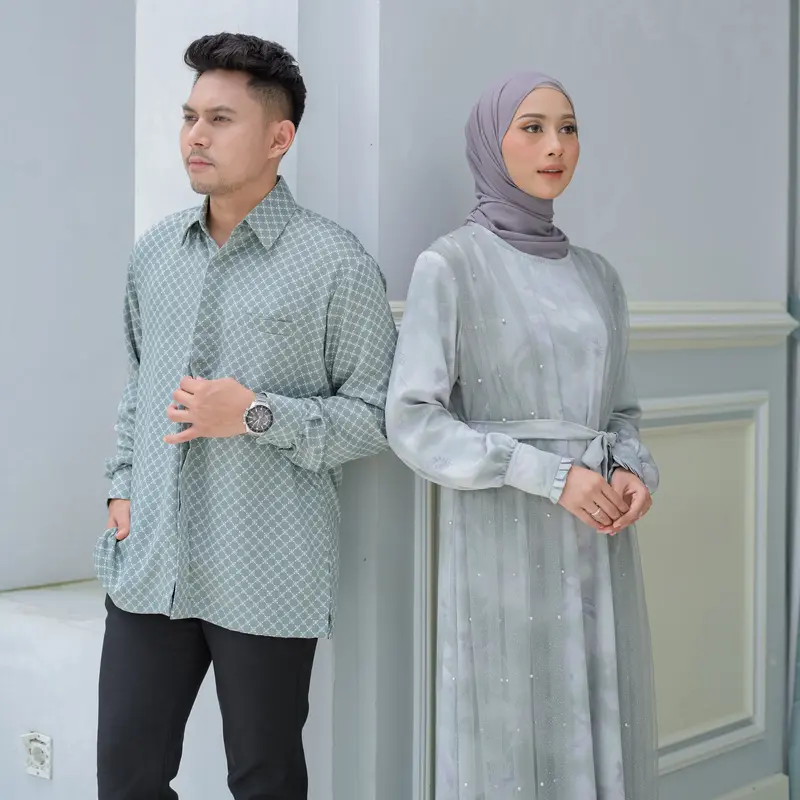 SHAWWAL EID SERIES Couple Pasangan Pistachio Untuk Lebaran Bahan Armany silk Busui Friendly Baju Ibu Mewah Muslim Gamis Koko 1
