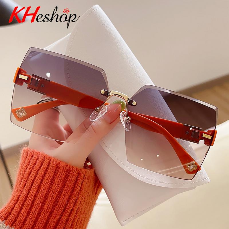 [Mã HY80088] Kính mát thời trang không khung cỏ 4 lá, 2022 form sành điệu tạo hiệu ứng nhỏ gọn khuôn mặt Nữ Mắt Kính