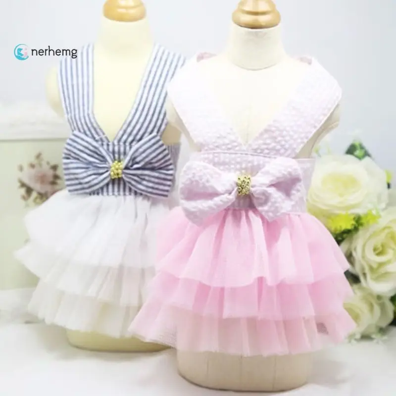 ￼Đầm Hai Dây Họa Tiết Kẻ Sọc Xinh Xắn Cho Thú Cưng 7