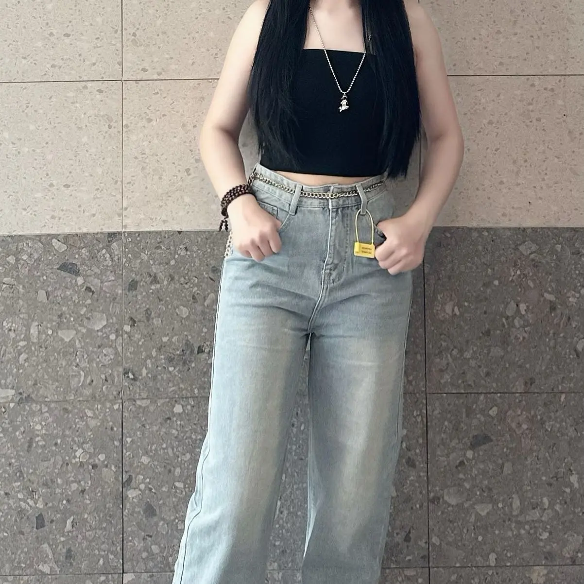 Quần Jeans Nữ Suông Trơn Xanh Nhạt (S-2XL) Vải QC Mềm VM3369 Woment Pants - V.M Kem | BigBuy360 - bigbuy360.vn