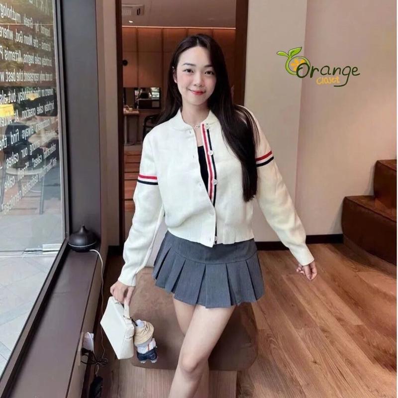   A011  Áo khoác len bomber Thome Brown hàng QCCC Nữ Top Women Kem 