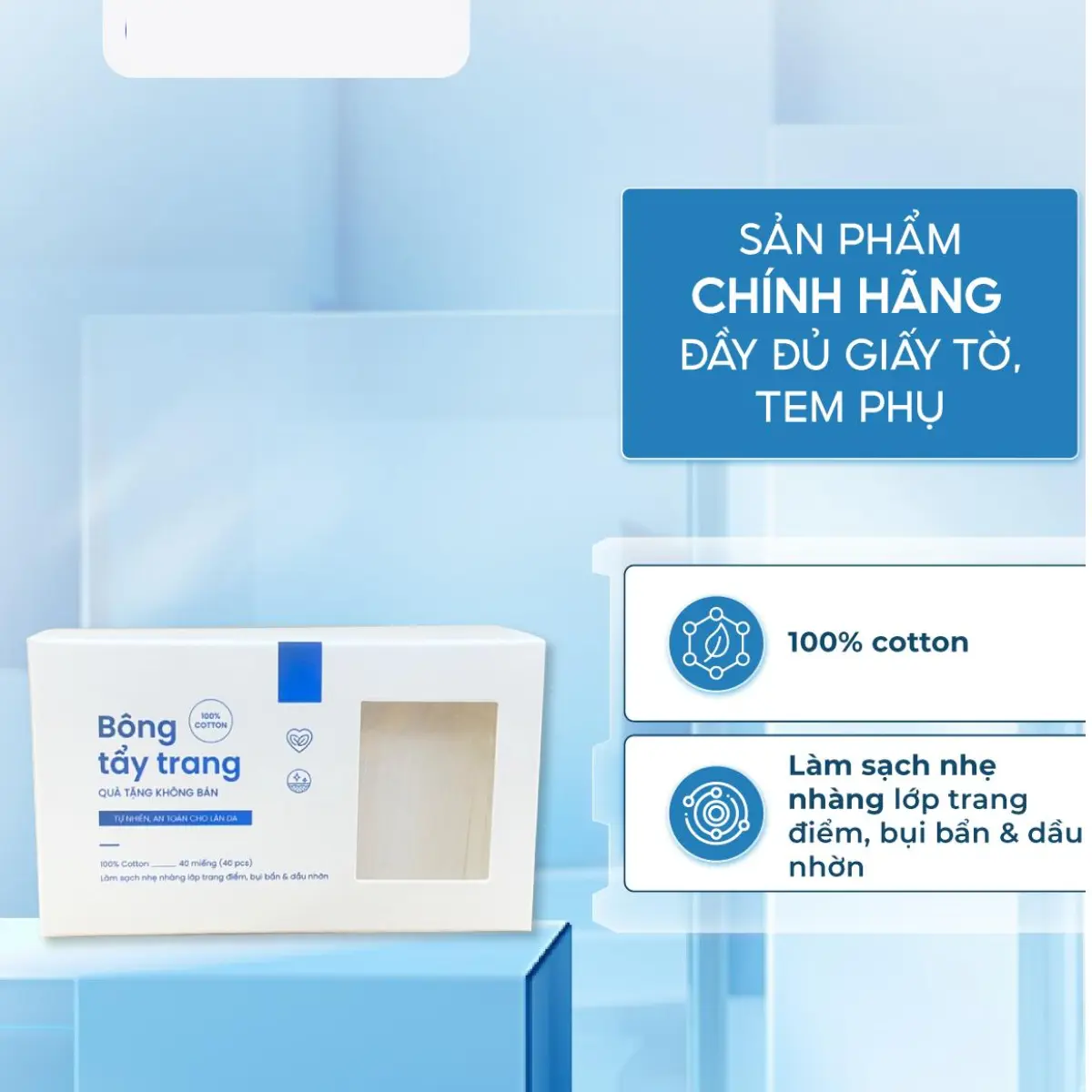 [QUÀ TẶNG KHÔNG BÁN] Bông tẩy trang actidem 40 miếng