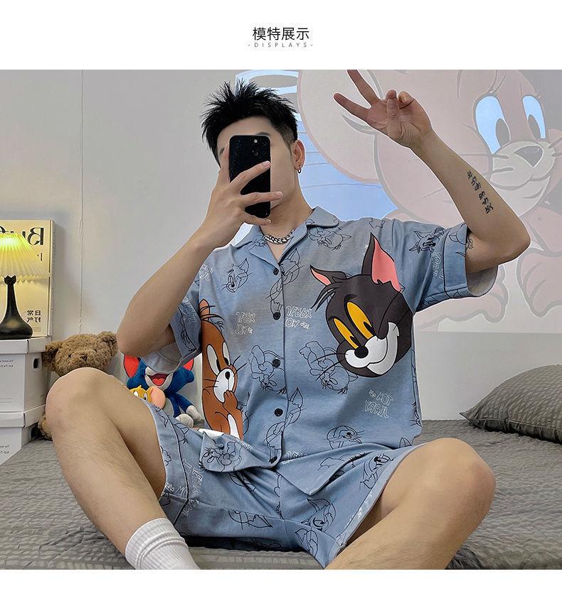 Product Introduction of ชุดนอนผู้ชาย แขนสั้น สไตล์บางฤดูร้อน เหมาะสำหรับนักเรียน การ์ตูน เยาวชน ทรงหลวม พลัสไซส์ (130 กก.) ชุดอยู่บ้าน 13
