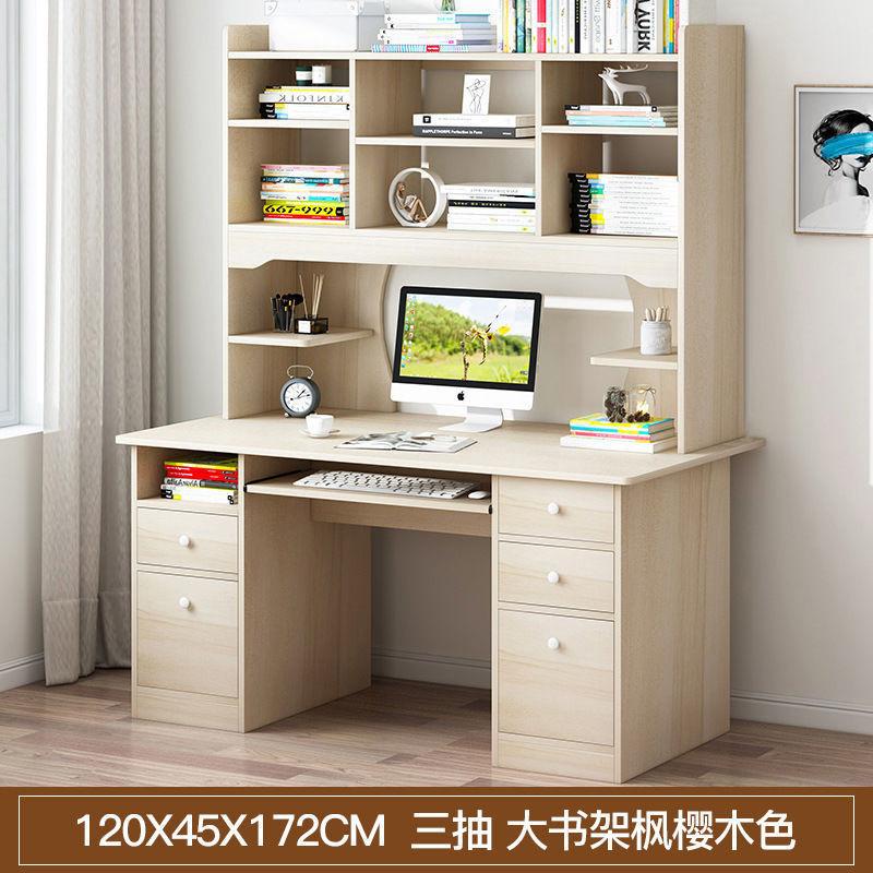 {Sg Sales} Study Table with Bookshelf Computer Desk Home Desktop Desk with Large Bookshelf Desk Combination Bedroom Office Writing Desk Study Table with Drawer 2