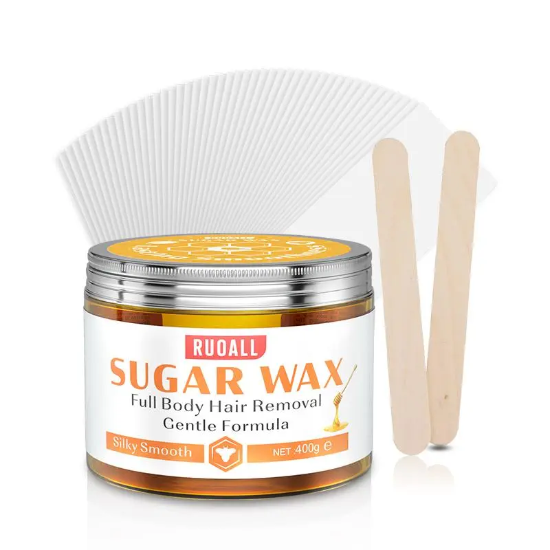 Sugar Wax for Painless Hair Removal, 1 Box Gentle & Effective Hair Removal Cream & Tools, Suitable for Sensitive Skin, Men and Women, Body Care