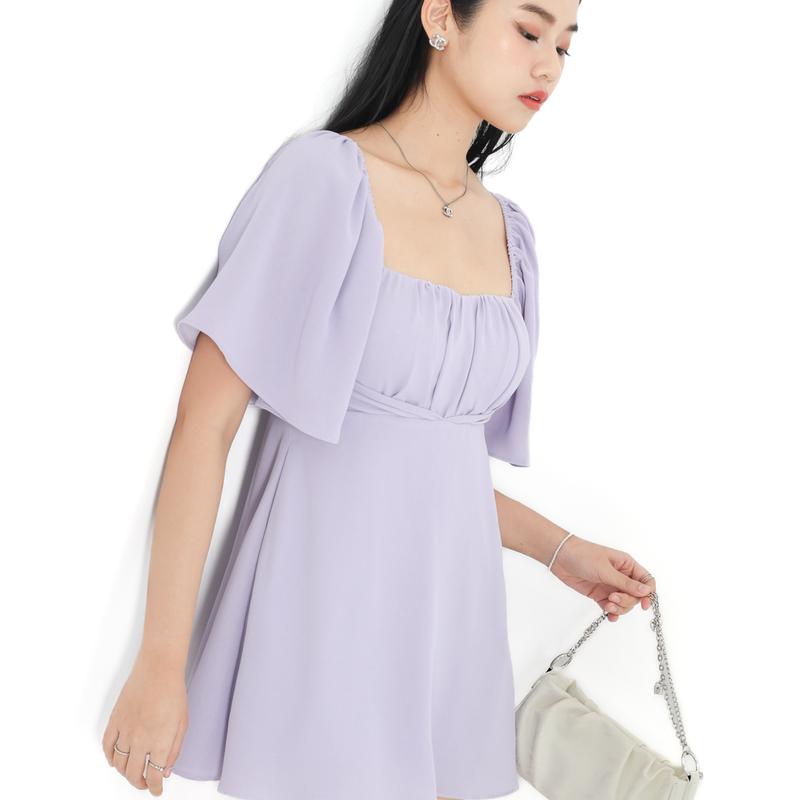 *TPZ* MINI KAS SWEETHEART FLUTTER SLEEVES DRESS ROMPER IN SOFT LAVENDER 3