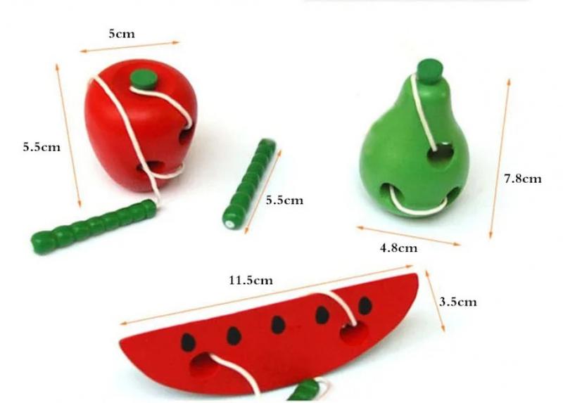 Product Introduction of Montessori Educational Toys Fun Wooden Toys Bugs Eating Fruit Apple Pear Early Education Teaching Aid Toys Gift 10