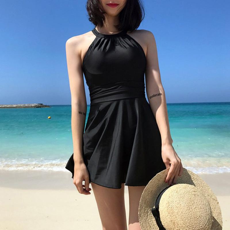 Product Introduction of 2023 Korea Style One Piece Women Swimsuit Conservative Monokini Hot Spring Swimwear Backless Skirt Holiday Beachwear 4