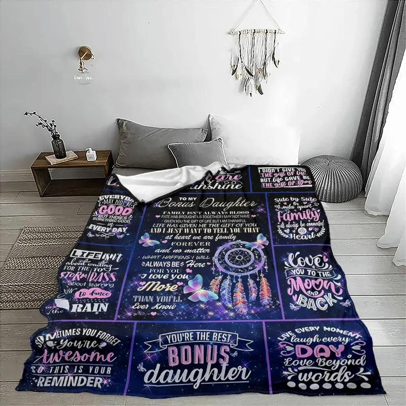 Letter & Butterfly Pattern Blanket, Soft Throw Blanket, Air-conditioned Room Blanket, Warm Nap Blanket for Home & Office & Travel 0