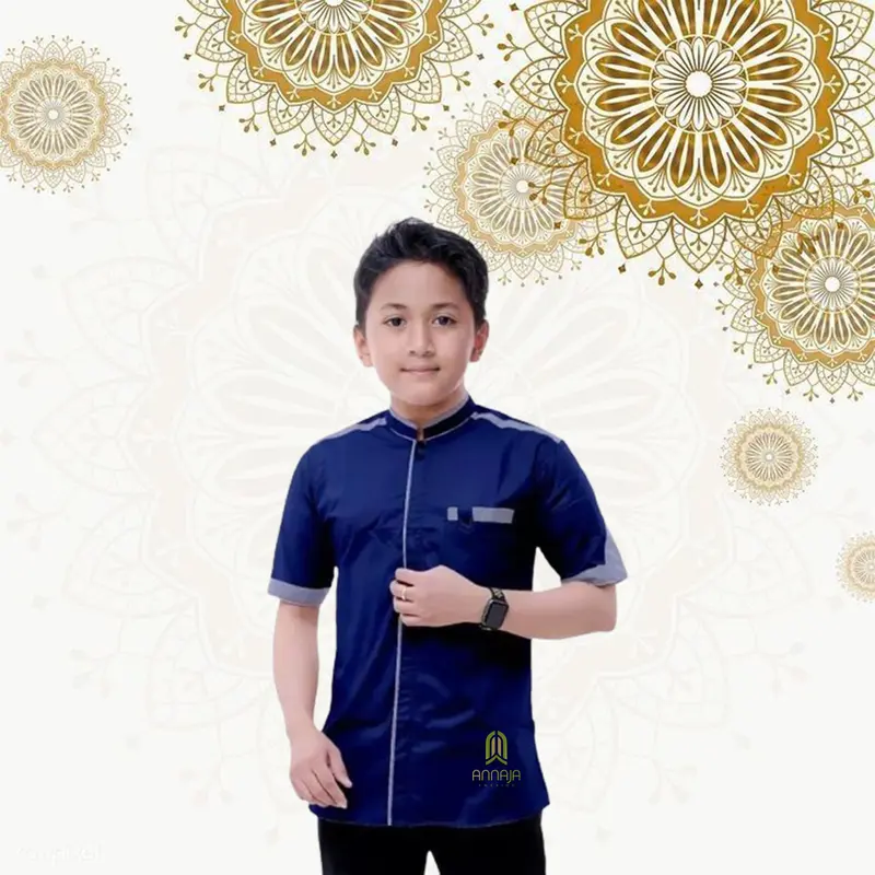 ANNAJA Kemeja Koko Anak Laki-laki Lengan Pendek Usia 9-17 Tahun | Koko Anak SD-SMP Muslim Lebaran Nyaman 5