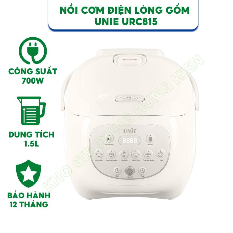 Nồi Cơm Điện Lòng Gốm Tự Nhiên UNIE URC815 - Dung tích 1.5L - Công suất 700W - Bảo hành chính hãng 12 tháng Nấu Cơm Cooker Nấu Ăn