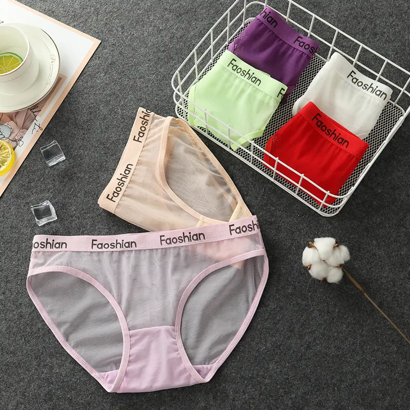 【SS24】Sexy Panties Women's Ultra-Thin Transparent Mesh Seamless plus Size Breathable Cotton Crotch Briefs Women's Hot-2189