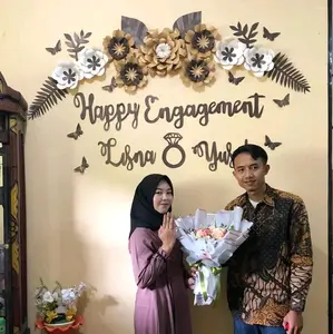 ready paper flower dekorasi tunangan murah backdrop lamaran tedak siten khitanan wedding anniversary home dekor Bunga