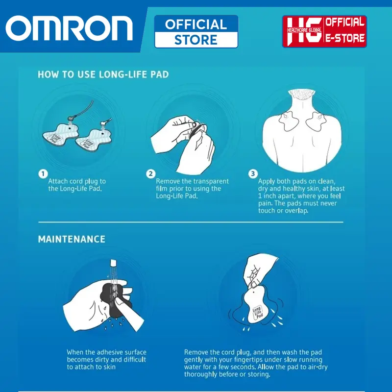 Miếng Dán Điện Cực Omron Long Life Pad Dùng Cho Các Dòng Máy Massage Trị Liệu Omron | Combo 2 Miếng, Nhập Khẩu Nhật Bản 4