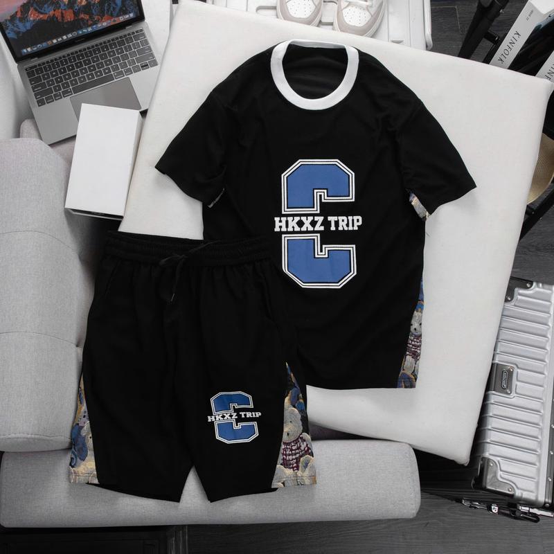  Bộ quần áo nam nữ AMYCHY ngắn tay cổ tròn vải waffle co giãn thoáng mát thời trang - Menswear 