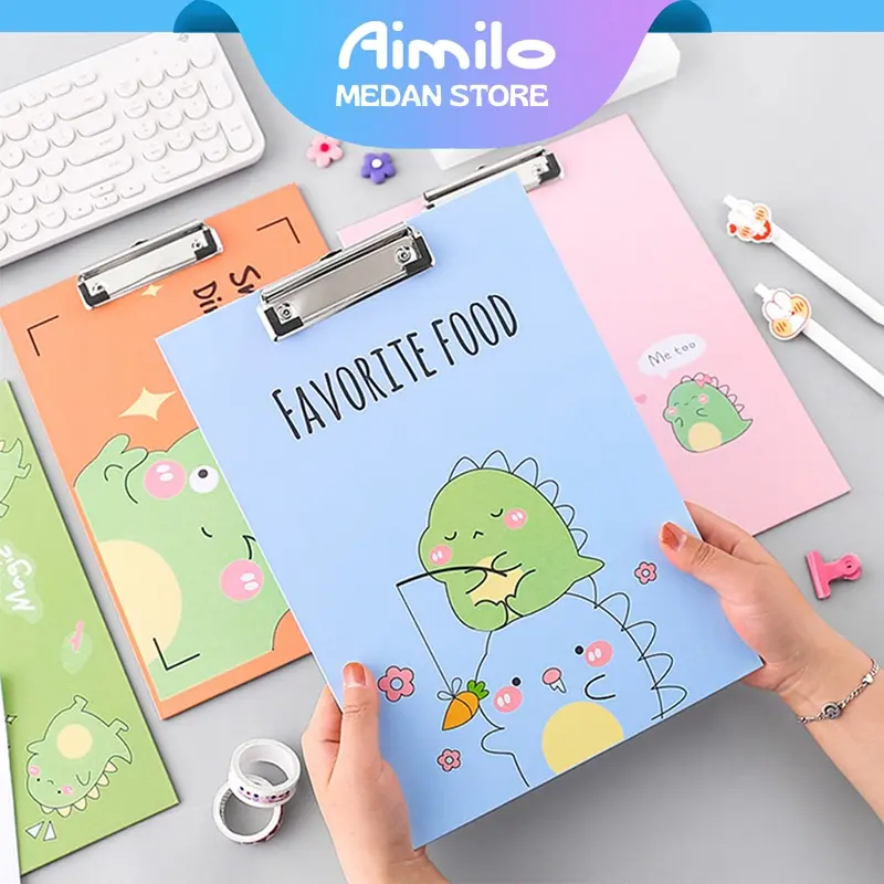 Aimilo - Clipboard A4 Papan Jalan Aesthetic Papan Ujian PVC Folder File Alat Tulis Sekolah Plastik Stationery 0