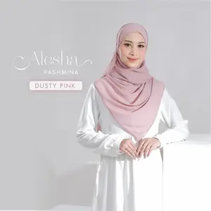 Pashmina Ceruti Premium / Pashmina Ceruti Syar'i / Alesha Pashmina by Naisha Official Cantik Panjang Pink Soft