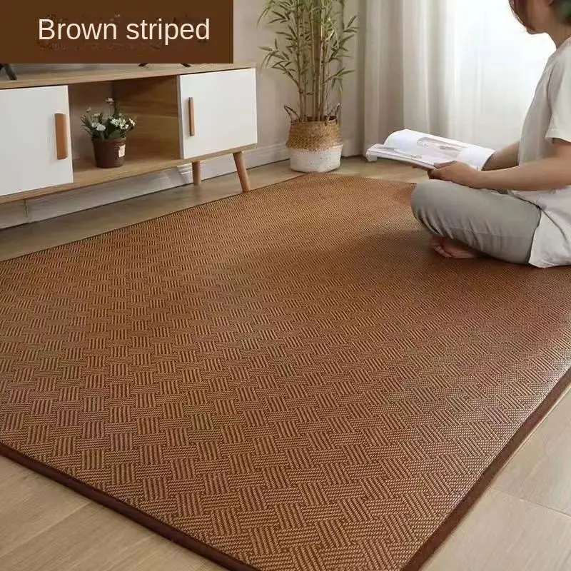Summer Chinese Style Rattan Mat Floor Mat Tatami Summer Mat Thickening Carpet Bay Window Living Room Bedroom Bedside Balcony Rattan Mat Mat