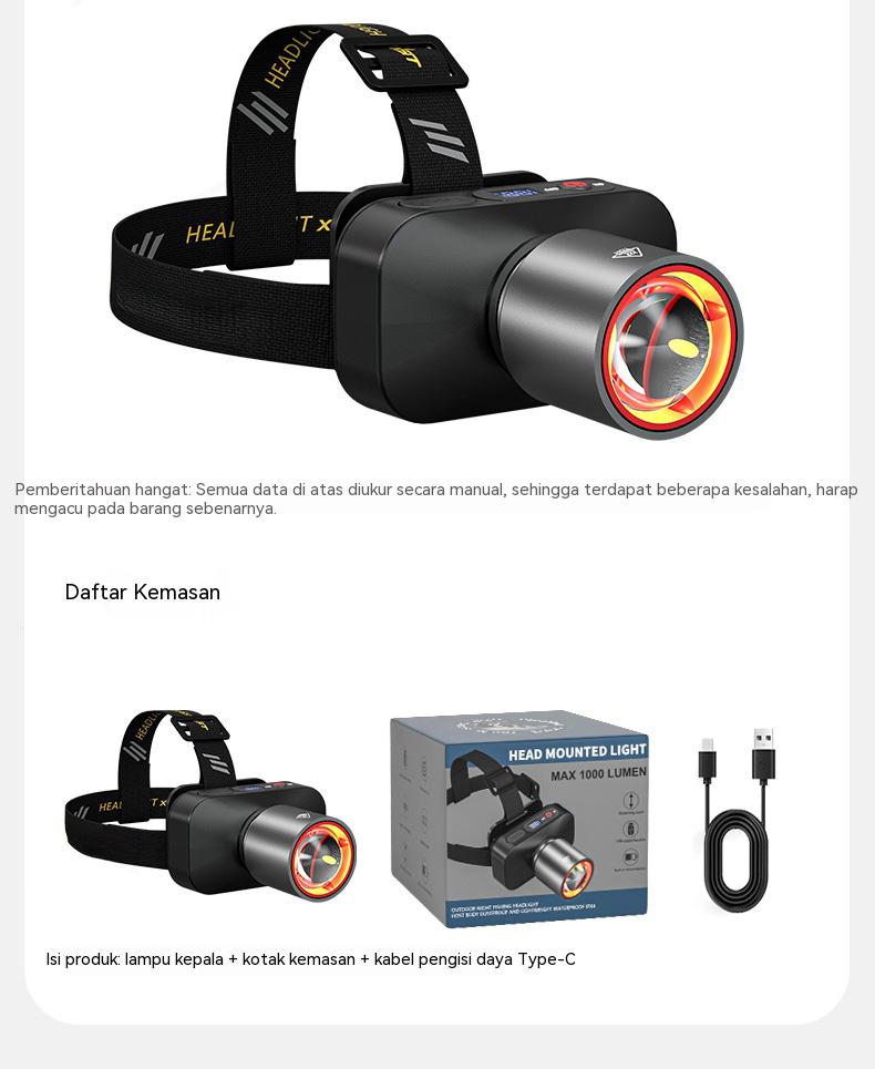 COD Senter Kepala Baru 1200 Lumen USB-C Isi Ulang, Zoom Fokus, Tahan Lama, Portabel Untuk Camping, Memancing, Hiking, Cocok Pria & Wanita 2026 COD Senter Kepala Baru 1200 Lumen USB-C Isi Ulang, Zoom Fokus, Tahan Lama, Portabel Untuk Camping, Memancing, Hiking, Cocok Pria & Wanita 2026