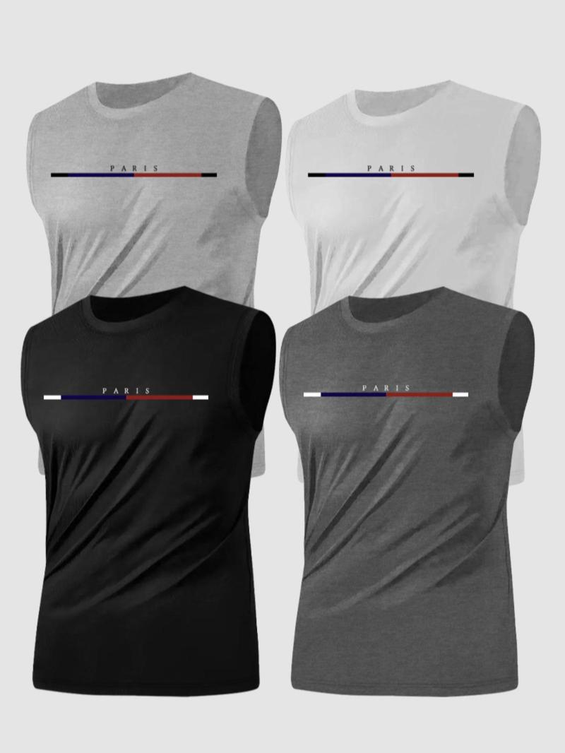Product Introduction of Men's French Flag Print Tank Top, Regular Fit Casual Sporty Sleeveless Top for Summer, Men's Clothes for Daily Wear, Vest 1