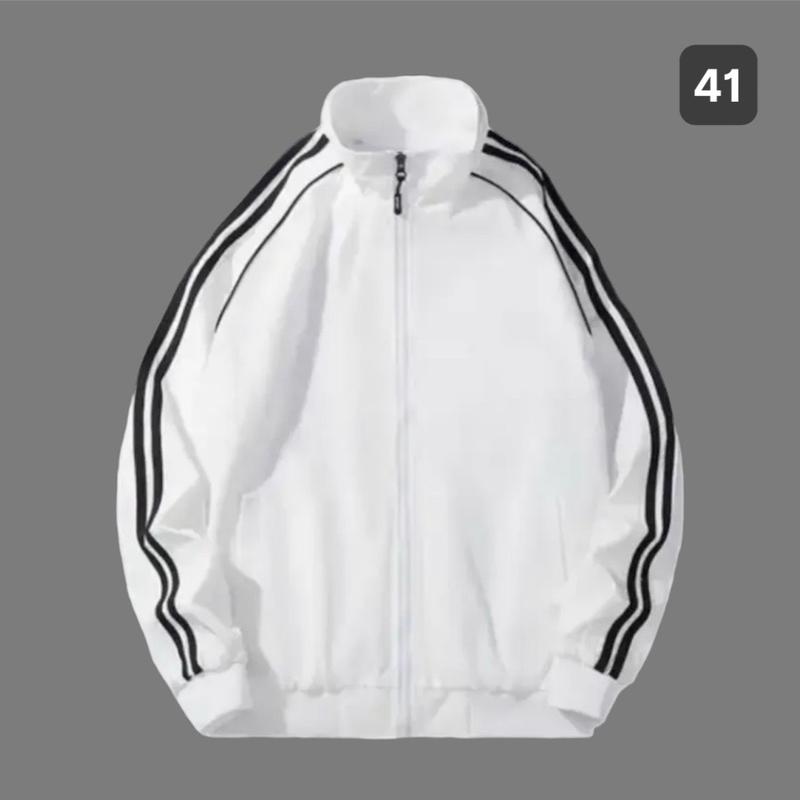 Áo khoác dù nam 41 áo gió nam màu trắng kẻ sọc chất liệu vải dù 2 lớp phong cách thời trang Menswear Jacket