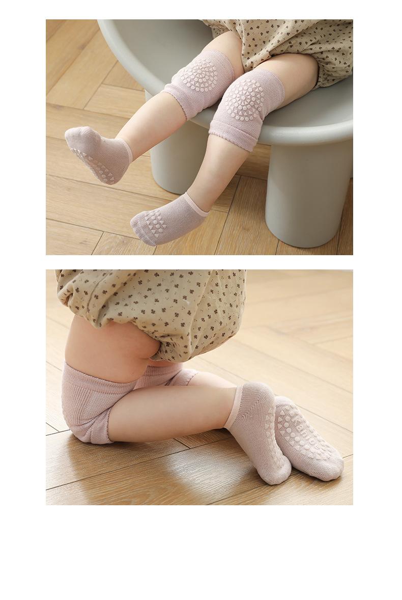 Product Introduction of Baby Knee Pads Socks Set Solid Color Anti Slip Socks Kneecap Kid Crawling Safety Floor Socks Knee Protector for Girls Boy 12